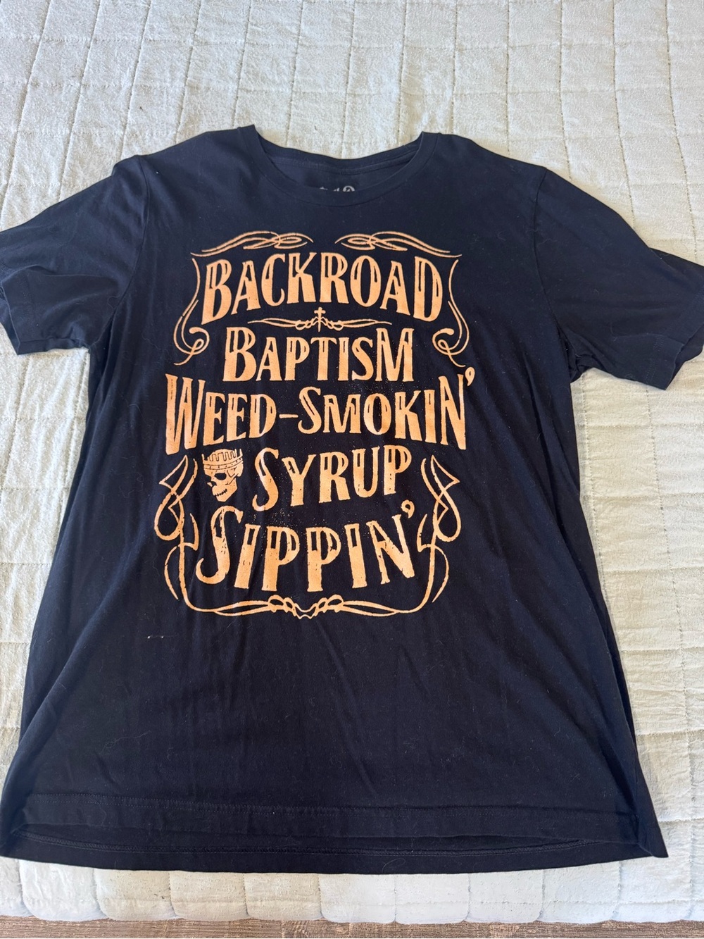 Black Graphic Tee with Orange Script -Jelly Roll concert tshirt